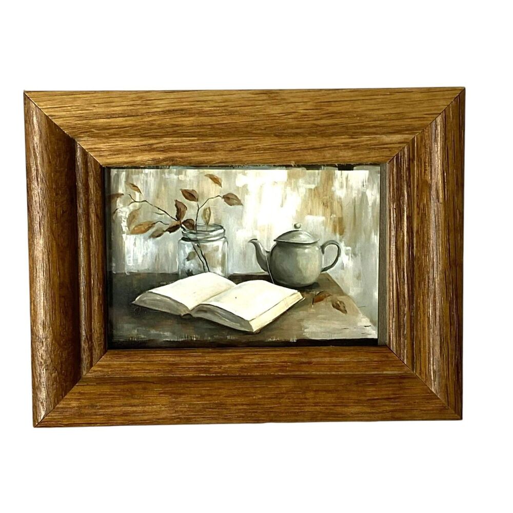 Teapot-Book Art Print in a Chunky Wood Photo Frame